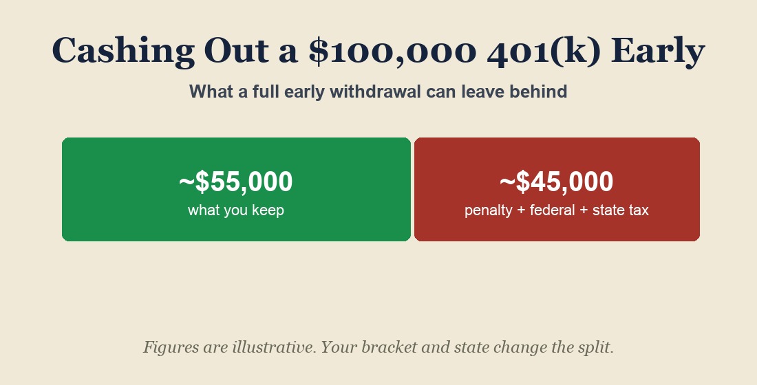 What an early 401(k) cash-out can leave behind.